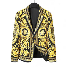Load image into Gallery viewer, Luxury  Gold Baroque Print Blazer Slim Fit Men Suit Jacket
