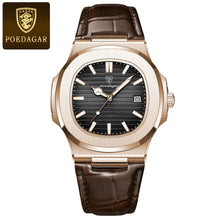 Load image into Gallery viewer, POEDAGAR Top Luxury Square Man Watch Date Waterproof Luminous Men Wristwatch High Quality Leather Men&#39;s Quartz Watch

