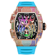 Load image into Gallery viewer, Men&#39;s Automatic Watch Tonneau Luxury Mechanical Wristwatch 5Bar Waterproof Skeleton Crystal Spider Dial &amp; Bezel
