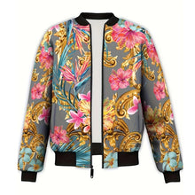 Load image into Gallery viewer, Men's Luxury Baroque Bomber Jacket 3D Printed Gold Graphic
