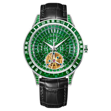 Load image into Gallery viewer, Diamond Face Tourbillon Mechanical Men's Watch Men's Leather Luminous Waterproof Mechanical Watch
