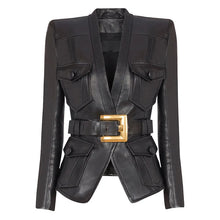 Load image into Gallery viewer, Belt Slim Fit Leather Jacket Multiple Pockets
