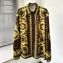 Load image into Gallery viewer, Men's Shirt Black Gold Baroque Medusa Long Sleeve Shirt
