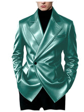 Load image into Gallery viewer, Men's Blazer Slim Fit Faux Leather Suit Jacket
