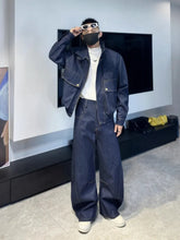 Load image into Gallery viewer, Men's Vintage Denim Jacket Wide Leg Jeans Two Piece Set
