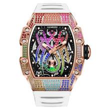 Load image into Gallery viewer, Men&#39;s Automatic Watch Tonneau Luxury Mechanical Wristwatch 5Bar Waterproof Skeleton Crystal Spider Dial &amp; Bezel
