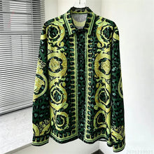 Load image into Gallery viewer, Men's Shirt Black Gold Baroque Medusa Long Sleeve Shirt
