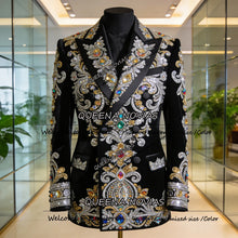 Load image into Gallery viewer, Exquisite Diamond Crystals Party Tuxedos Customized Double Breasted Suit Men Slim Fit

