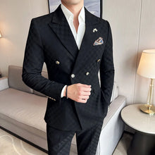 Load image into Gallery viewer, (Jacket+Pants)Luxury Checkered Double Breasted Suit  2 Pieces Fashion Business Slim Fit
