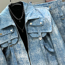 Load image into Gallery viewer, 2 Piece Men's Trend Fashion Denim Short Men's Jacket Set Straight Leg Jeans
