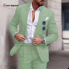 Load image into Gallery viewer, Men's Suit Set For Male Casual Party Fashion Blazer Pants 2Pieces Wedding Groomsman Formal Peaked Lapel Outfits

