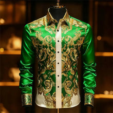 Load image into Gallery viewer, Luxury 3D Printed Long-Sleeve Men's Shirt, Baroque Gold Pattern Slim Fit Dress Shirt
