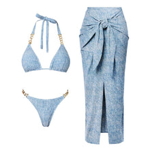 Load image into Gallery viewer, Denim Print Swimwear &amp; Outfits
