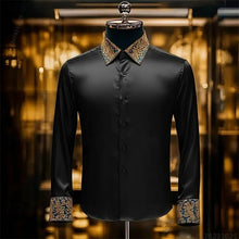 Load image into Gallery viewer, Luxury 3D Printed Long-Sleeve Men's Shirt, Baroque Gold Pattern Slim Fit Dress Shirt
