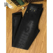 Load image into Gallery viewer, Slim Jeans for Men High-end Luxury Clothing Black Printing Mid-waist Stretch Casual Pencil Pants
