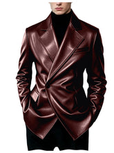 Load image into Gallery viewer, Men's Blazer Slim Fit Faux Leather Suit Jacket
