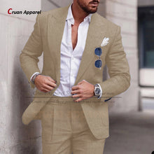 Load image into Gallery viewer, Men's Suit Set For Male Casual Party Fashion Blazer Pants 2Pieces Wedding Groomsman Formal Peaked Lapel Outfits
