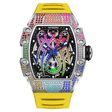 Load image into Gallery viewer, Men&#39;s Automatic Watch Tonneau Luxury Mechanical Wristwatch 5Bar Waterproof Skeleton Crystal Spider Dial &amp; Bezel
