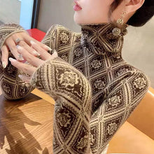 Load image into Gallery viewer, Women's Turtleneck Argyle Knit

