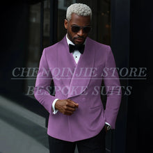 Load image into Gallery viewer, Luxury Men's Suits Velvet Double Breasted Shawl Lapel Slim Fit 2 Piece
