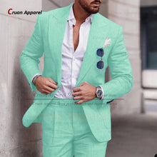 Load image into Gallery viewer, Men's Suit Set For Male Casual Party Fashion Blazer Pants 2Pieces Wedding Groomsman Formal Peaked Lapel Outfits
