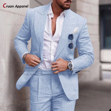 Load image into Gallery viewer, Men's Suit Set For Male Casual Party Fashion Blazer Pants 2Pieces Wedding Groomsman Formal Peaked Lapel Outfits
