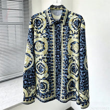 Load image into Gallery viewer, Men's Shirt Black Gold Baroque Medusa Long Sleeve Shirt
