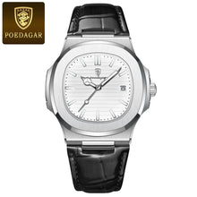 Load image into Gallery viewer, POEDAGAR Top Luxury Square Man Watch Date Waterproof Luminous Men Wristwatch High Quality Leather Men&#39;s Quartz Watch

