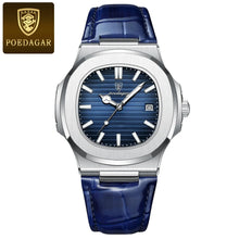Load image into Gallery viewer, POEDAGAR Top Luxury Square Man Watch Date Waterproof Luminous Men Wristwatch High Quality Leather Men&#39;s Quartz Watch
