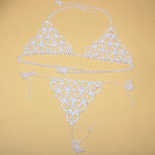 Load image into Gallery viewer, Foxy Fashions Diamond Girlz Collection Sexy Rhinestone Chain Body Lingerie Set Heart Body Jewelry for Women Fashion Bikini Underwear Jewelry Bling Crystal Bra Thong
