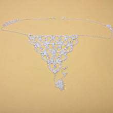 Load image into Gallery viewer, Foxy Fashions Diamond Girlz Collection Sexy Rhinestone Chain Body Lingerie Set Heart Body Jewelry for Women Fashion Bikini Underwear Jewelry Bling Crystal Bra Thong
