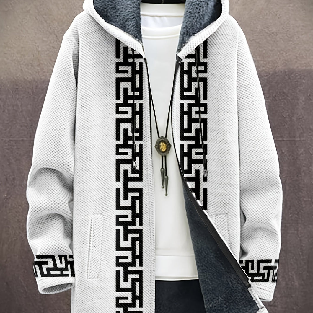 Men's Winter Full-Zip Hooded Coat - Heavyweight Insulated Jacket with Full-Zip Front Closure, Full-Length Zipper Pocket & Hooded Collar, Warm & Breathable.