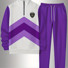 Load image into Gallery viewer, 2pcs Set Men&#39;s Sportswear Set Contrast Stitching Design - Stand-up Collar Half-zipper Sports Top &amp; Drawstring Sweatpants, Loose Fit, Fleece Fabric Suitable For Autumn And Winter Fashion And Warm Men&#39;s Holiday Gifts
