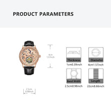 Load image into Gallery viewer, Men&#39;s  Mechanical Watch with Glowing Dial &amp; Rose Golden/Black Faux Leather Strap - Automatic Winding, Engraved Bezel, Luminous Hands, Vintage Luxury Watch for Men, Durable &amp; Precise Timepiece, Ideal Gift
