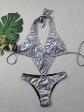 Load image into Gallery viewer, New Silvery Shiny And Sexy Bikini With Round Ring Decoration For Women&#39;s Swimwear, Popular In Foreign Trade
