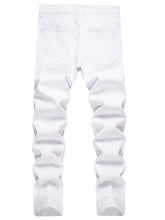 Load image into Gallery viewer, Jeans Stretch Holes Embroidered White Stretch Slim Shape Machine Washable Hand Wash
