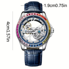 Load image into Gallery viewer, Men&#39;s Hollow Fashion Colorful Rhinestone Studded Round Waterproof Mechanical Watch
