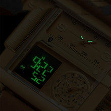 Load image into Gallery viewer, Men&#39;s Mechanical Smartwatch with Dual Display Screen, Chronograph, Alarm, Date/Day/Calendar, Golden-Tone Brown Strap - Automatic Winding Watch for Business, Sports, Everyday - Luxury Analog Clock - Ideal Christmas, Birthday,
