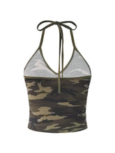 Load image into Gallery viewer, Camouflage Print Pleated Neck Top
