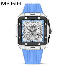 Load image into Gallery viewer, Men&#39;s Sports Watch - Hands, Large Square Black &amp; Orange Dial, Date/Stopwatch Functionality, Quartz Movement, Rubber Strap
