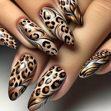 Load image into Gallery viewer, 24pcs Chic Long Almond-Shaped Press-On Nails, Glossy Leopard Print Design, Easy Application Fake Nail Set, Fashionable Nail Art for Women
