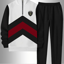 Load image into Gallery viewer, 2pcs Set Men&#39;s Sportswear Set Contrast Stitching Design - Stand-up Collar Half-zipper Sports Top &amp; Drawstring Sweatpants, Loose Fit, Fleece Fabric Suitable For Autumn And Winter Fashion And Warm Men&#39;s Holiday Gifts
