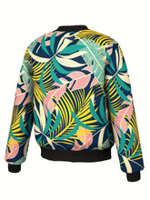 Load image into Gallery viewer, Men&#39;s Lightweight Tropical Leaf Print Bomber Jacket - Machine Washable
