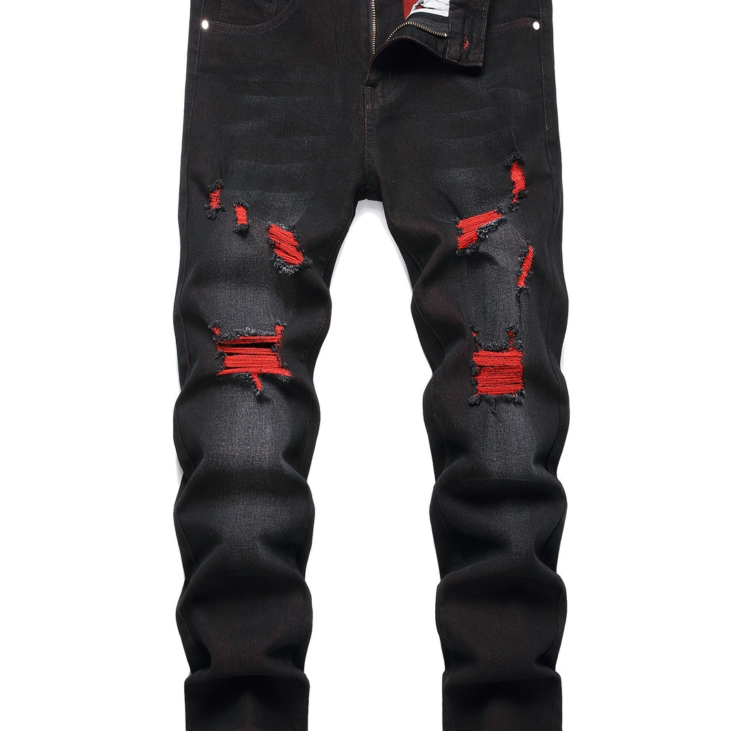 Men's Slim Fit Stretch Jeans Ripped Skinny Jeans for Men, Fashion Distressed Straight Comfort Flex Waist Pants, Pants for Men