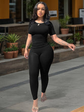 Load image into Gallery viewer, Women&#39;s Ribbed Short Sleeve 2 Piece Outfit
