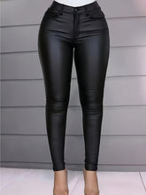 Load image into Gallery viewer, Women&#39;s High-waisted, Stretchable, Slim-fit, Ankle-length, Matte Motorcycle Leather Pants
