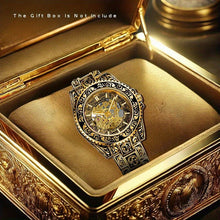Load image into Gallery viewer, Men&#39;s Yellow Steel Band Vintage Bar Scale Tourbillon Fully Automatic Hollow Mechanical Watch, Without Battery.
