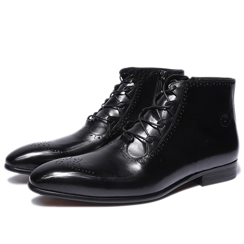 Men's Leather Lace Up Ankle Boots