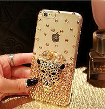 Load image into Gallery viewer, Foxy Fashions Diamond Girlz Collection Luxury Hot Tiger Leopard Head Diamond Rhinestone Crystal Bling Phone Cases For iphone 13 12 11 Pro MAX X XS MAX XR 6 6S 7 8 Plus
