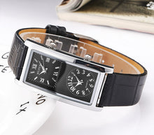 Load image into Gallery viewer, Unisex Genuine Leather Band Couple Quartz Minimalist  Black White Clock
